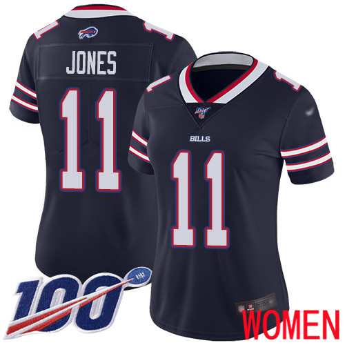 Women Buffalo Bills #11 Zay Jones Limited Navy Blue Inverted Legend 100th Season NFL Jersey->women nfl jersey->Women Jersey
